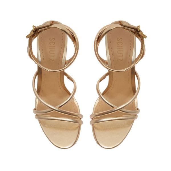 Schutz | Women's Zilla Metallic Leather Sandal-Gold