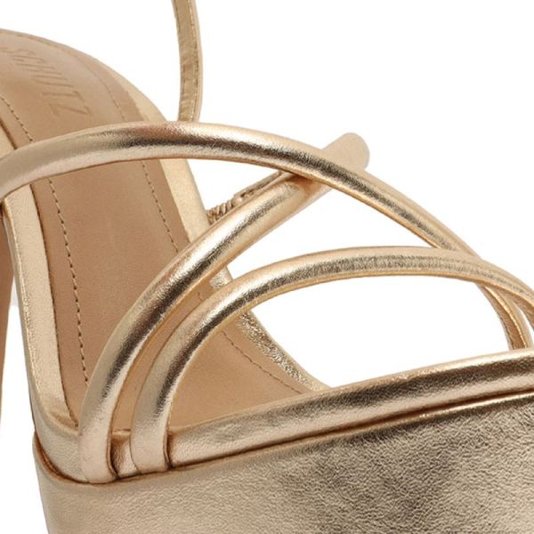 Schutz | Women's Zilla Metallic Leather Sandal-Gold