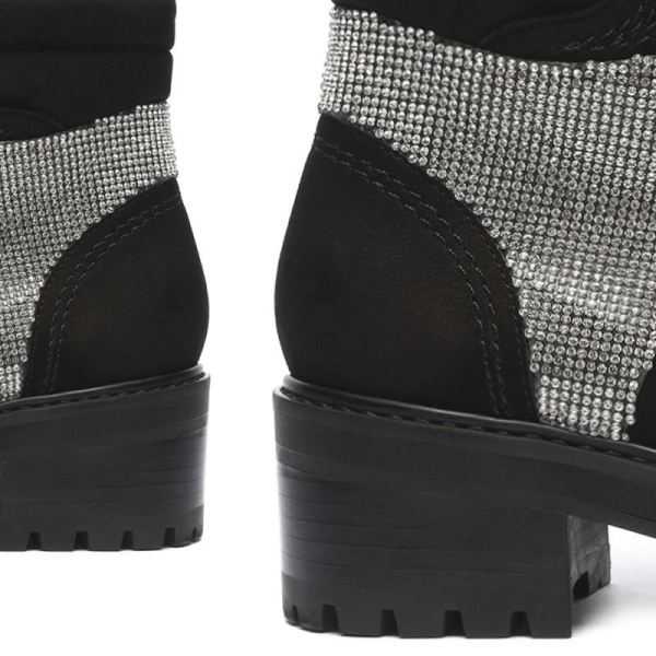 Schutz | Women's Silvetty Nubuck&Rhinestones Bootie-Black