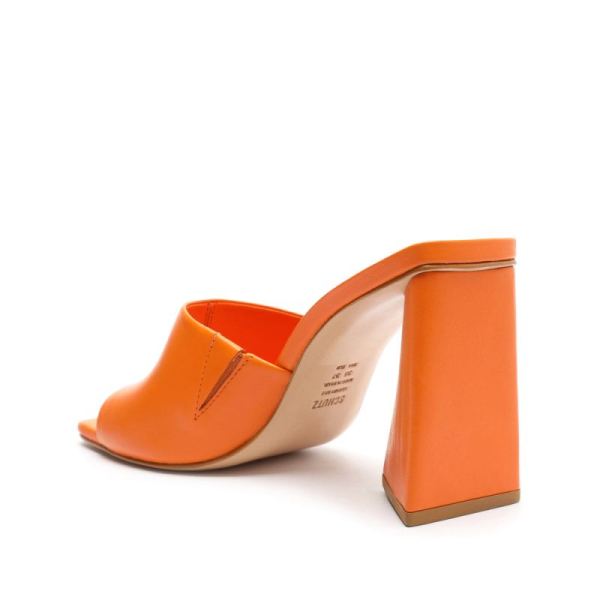 Schutz | Women's Lizah Leather Sandal-Bright Tangerine