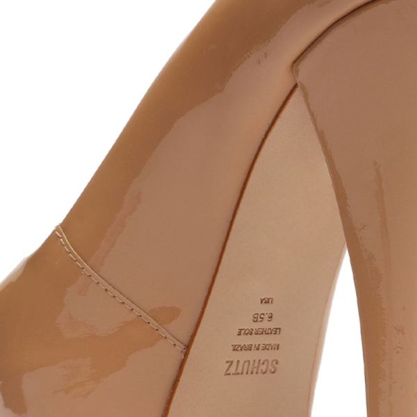 Schutz | Women's Zelda Platform Patent Peep Toe-Honey Beige