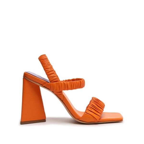 Schutz | Women's Lirah Nappa Leather Sandal-Bright Tangerine