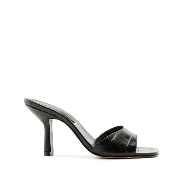Schutz | Women's Posseni Sandal in Crocodile Effect Leather -Black
