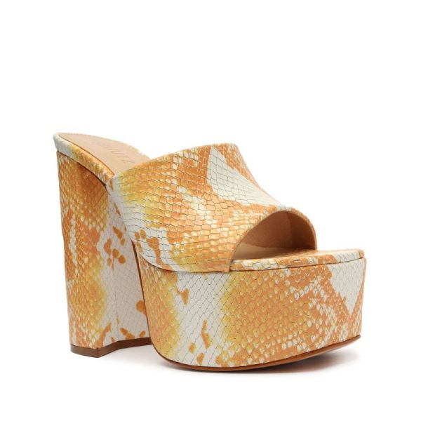 Schutz | Women's Darah Snake-Embossed Leather Sandal-Sun Snake