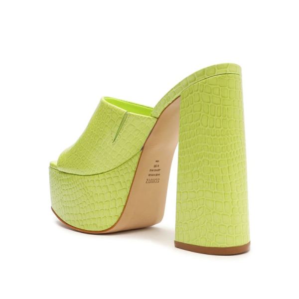 Schutz | Women's Darah Crocodile-Embossed Leather Sandal-Green Fresh