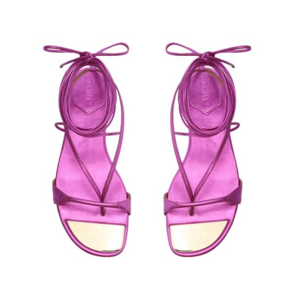 Schutz | Women's Vikki Flat Metallic Leather Sandal-Bright Violet