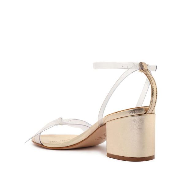 Schutz | Women's Elyda Mid Block Sandal-Gold