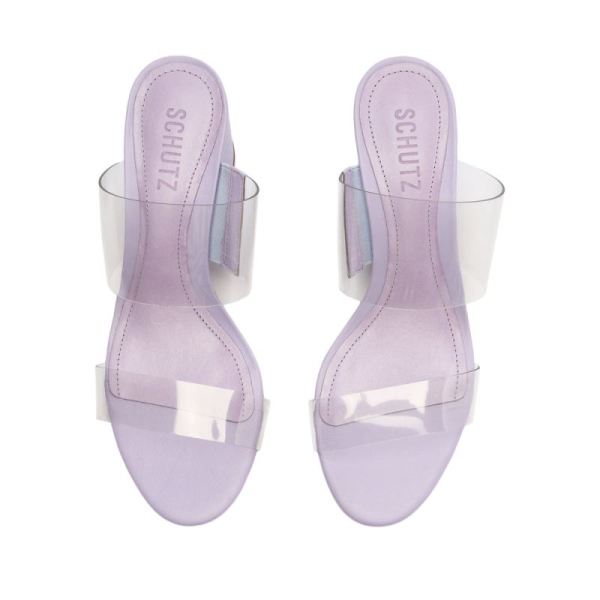 Schutz | Women's Victorie Nappa Leather&Vinyl Sandal-Smoky Grape