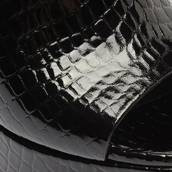 Schutz | Women's Darah Crocodile-Embossed Leather Sandal-Black