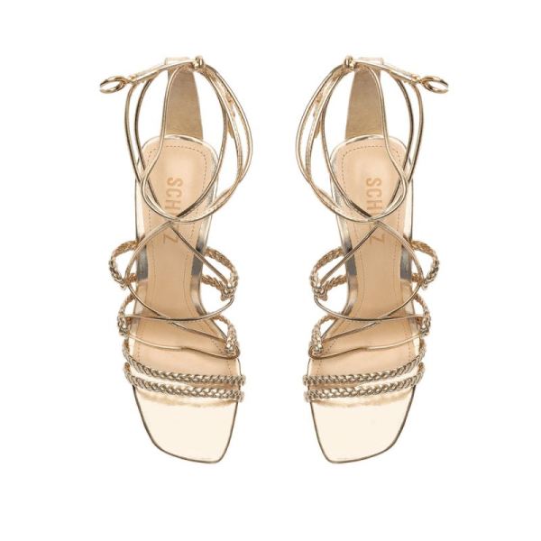 Schutz | Women's Lunah Metallic Nappa Leather Sandal-Gold