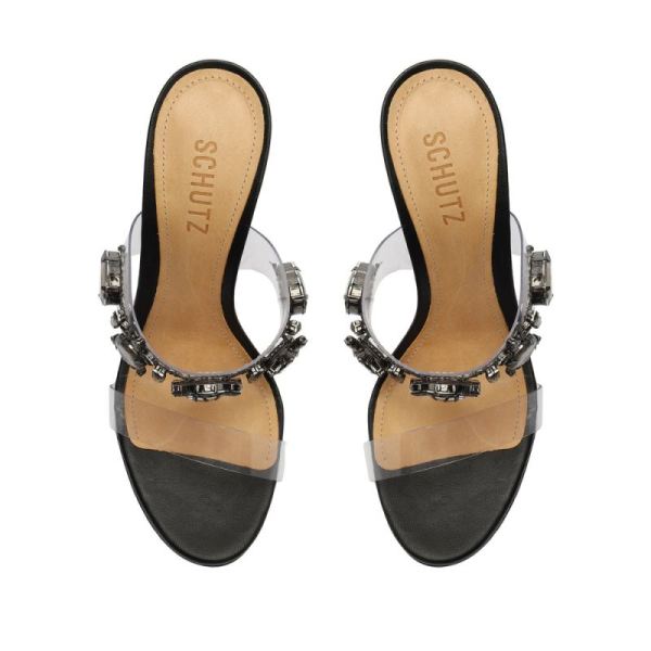 Schutz | Women's Laureen Vinyl&Crystal Sandal-Black