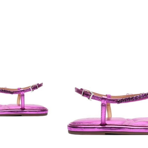 Schutz | Women's Groove Metallic Leather Flat-Bright Violet