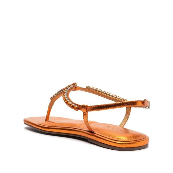 Schutz | Women's Groove Metallic Leather Flat-Orange