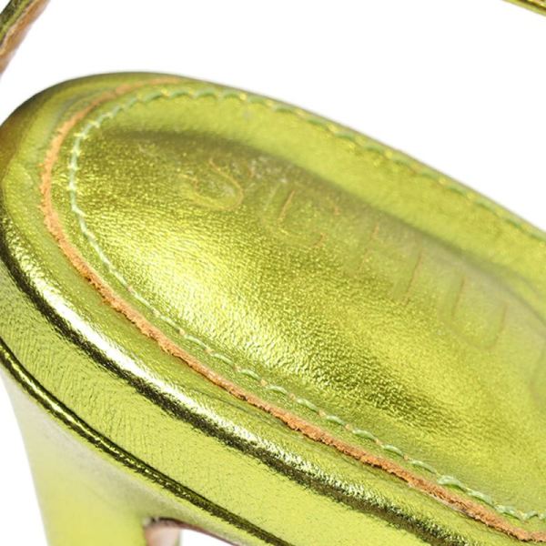 Schutz | Women's Vikki Metallic Leather Sandal-Green Yellow