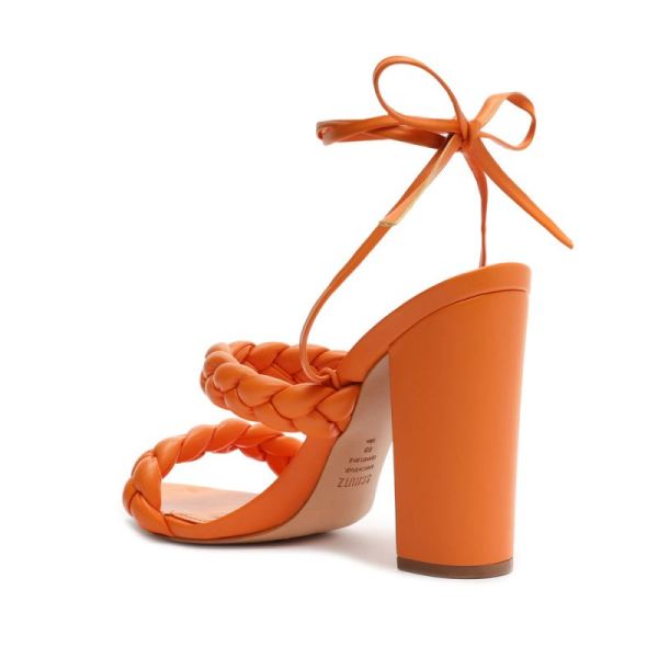 Schutz | Women's Zarda High Block Sandal-Bright Tangerine