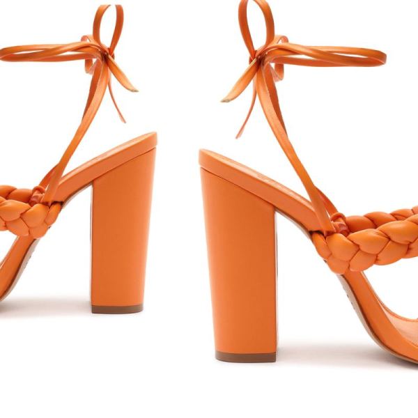 Schutz | Women's Zarda High Block Sandal-Bright Tangerine