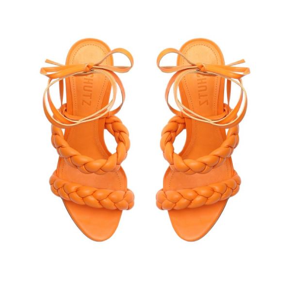 Schutz | Women's Zarda High Block Sandal-Bright Tangerine