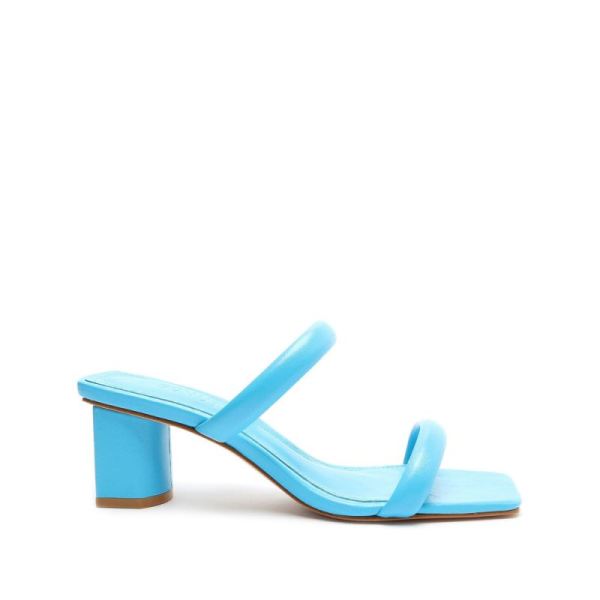 Schutz | Women's Ully Lo Leather Sandal: Minimal Leather Silhouette -True Blue
