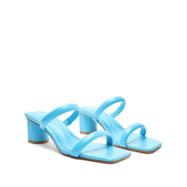 Schutz | Women's Ully Lo Leather Sandal: Minimal Leather Silhouette  -True Blue