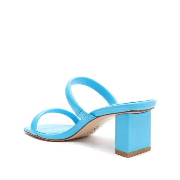 Schutz | Women's Ully Lo Leather Sandal: Minimal Leather Silhouette  -True Blue
