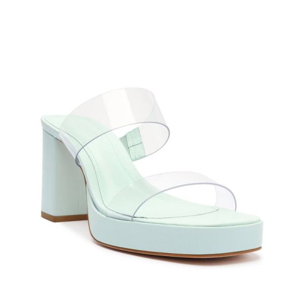 Schutz | Women's Ariella Platform Vinyl Sandal-Soft Sky