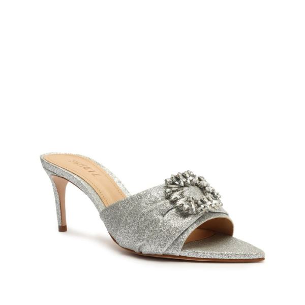 Schutz | Women's Meisho Mid Glitter Sandal-Silver
