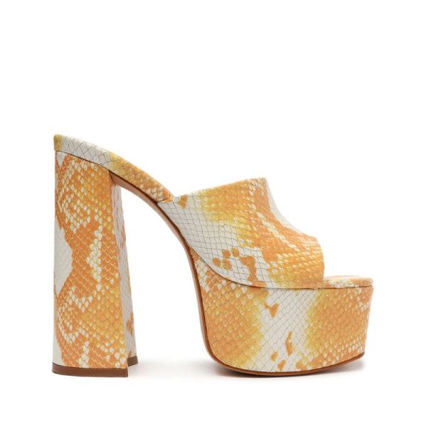 Schutz | Women's Darah Snake-Embossed Leather Sandal-Sun Snake