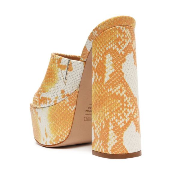 Schutz | Women's Darah Snake-Embossed Leather Sandal-Sun Snake