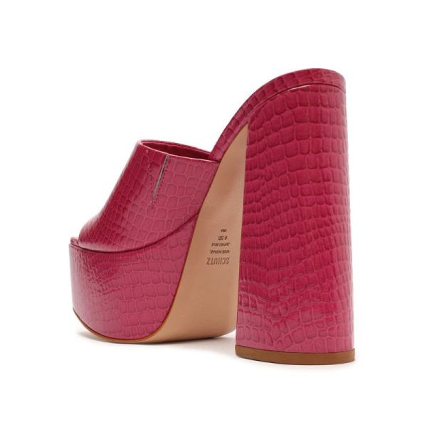 Schutz | Women's Darah Crocodile-Embossed Leather Sandal-Hot Pink