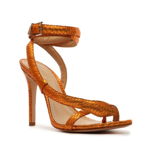 Schutz | Women's Courtney High Metallic Sandal-Orange
