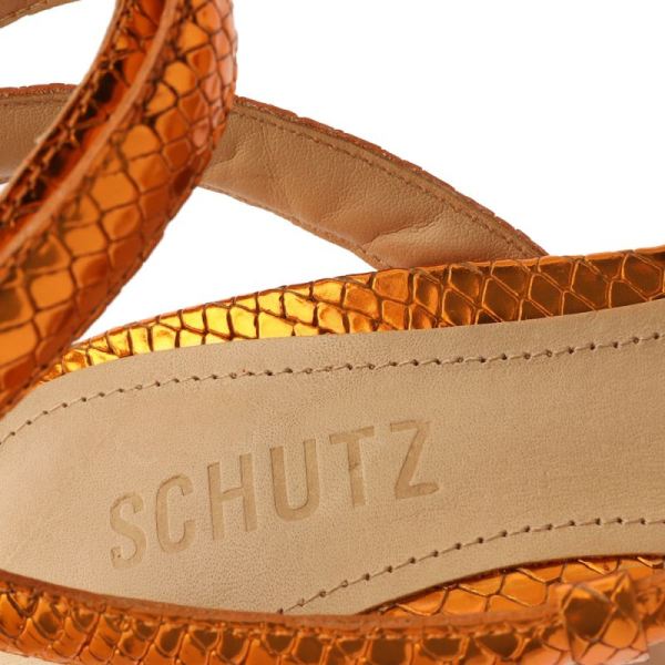 Schutz | Women's Courtney High Metallic Sandal-Orange