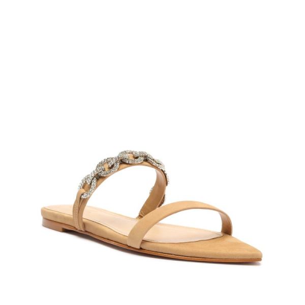 Schutz | Women's Elisah Nubuck Flat Sandal-Light Nude