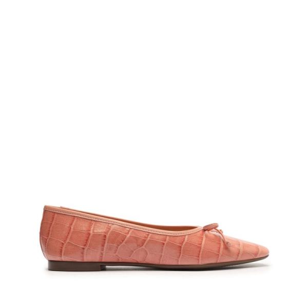 Schutz | Women's Arissa Crocodile Embossed Leather Flat-Quartz Pink