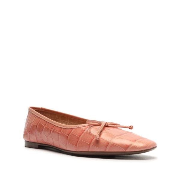 Schutz | Women's Arissa Crocodile Embossed Leather Flat-Quartz Pink