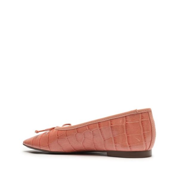 Schutz | Women's Arissa Crocodile Embossed Leather Flat-Quartz Pink