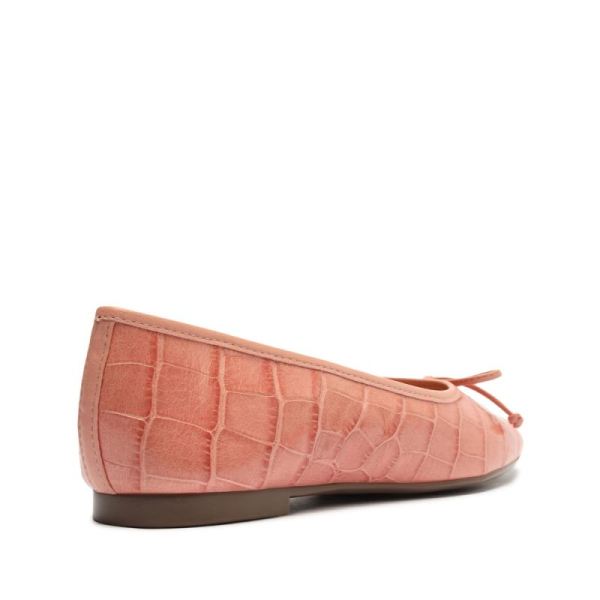 Schutz | Women's Arissa Crocodile Embossed Leather Flat-Quartz Pink