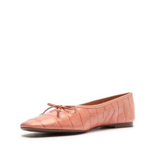 Schutz | Women's Arissa Crocodile Embossed Leather Flat-Quartz Pink