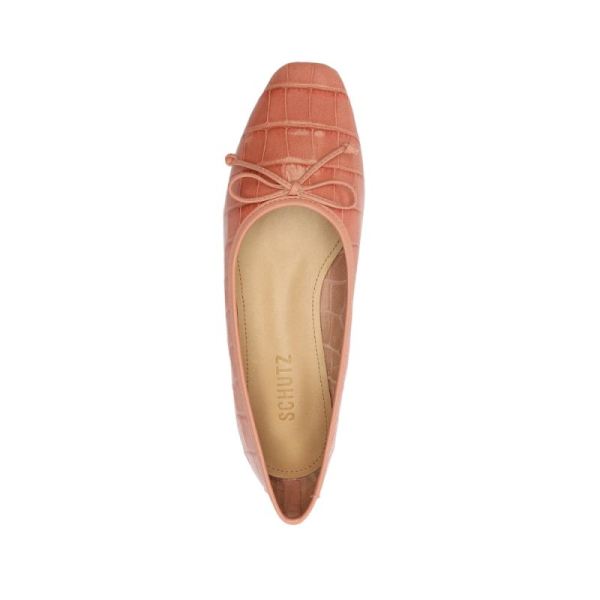 Schutz | Women's Arissa Crocodile Embossed Leather Flat-Quartz Pink