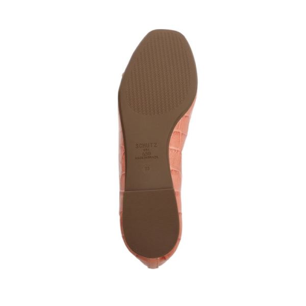 Schutz | Women's Arissa Crocodile Embossed Leather Flat-Quartz Pink