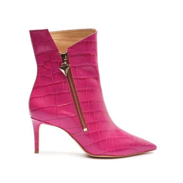 Schutz | Women's Van Crocodile-Embossed Leather Bootie-Very Pink