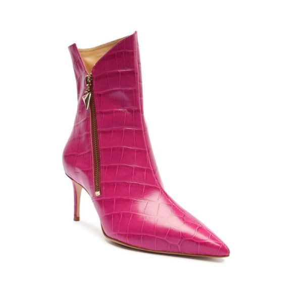 Schutz | Women's Van Crocodile-Embossed Leather Bootie-Very Pink