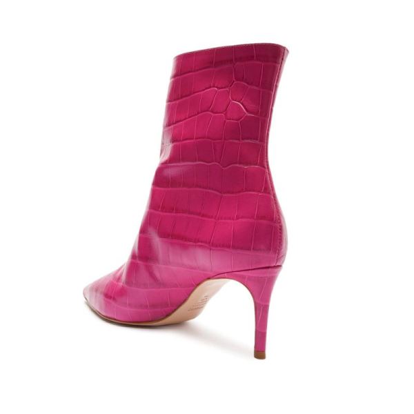 Schutz | Women's Van Crocodile-Embossed Leather Bootie-Very Pink