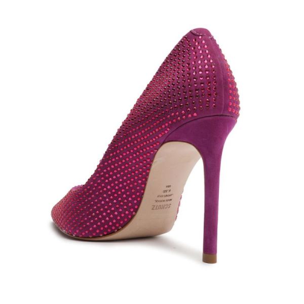 Schutz | Women's Lou Crystal Nubuck Pump-Bright Violet