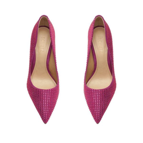 Schutz | Women's Lou Crystal Nubuck Pump-Bright Violet