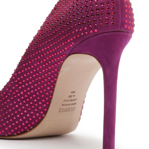 Schutz | Women's Lou Crystal Nubuck Pump-Bright Violet