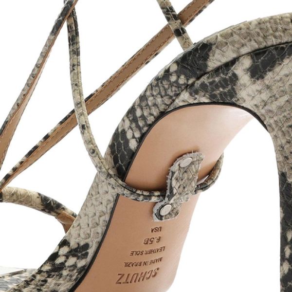 Schutz | Women's Vikki Snake-Embossed Leather Sandal-Natural Snake