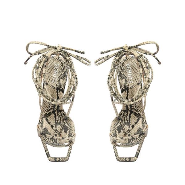 Schutz | Women's Vikki Snake-Embossed Leather Sandal-Natural Snake