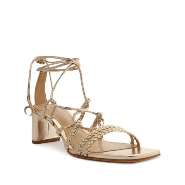 Schutz | Women's Lunah Mid Metallic Leather Sandal-Gold