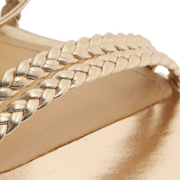 Schutz | Women's Lunah Mid Metallic Leather Sandal-Gold