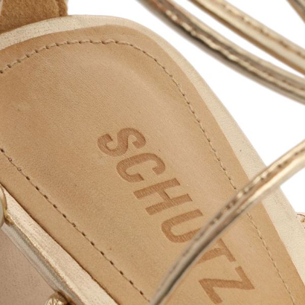 Schutz | Women's Lunah Mid Metallic Leather Sandal-Gold